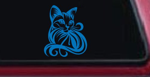 Swirl Cat Car or Truck Window Vinyl Decal Sticker (Sky Blue)