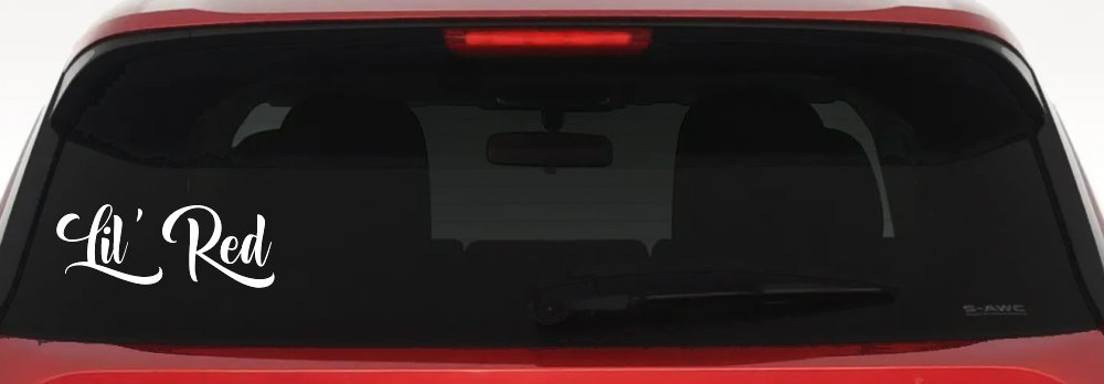 Lil Red Car or Truck Window Vinyl Decal Sticker (White)