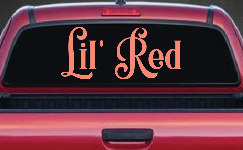 Lil Red Car or Truck Window Vinyl Decal Sticker (Coral)