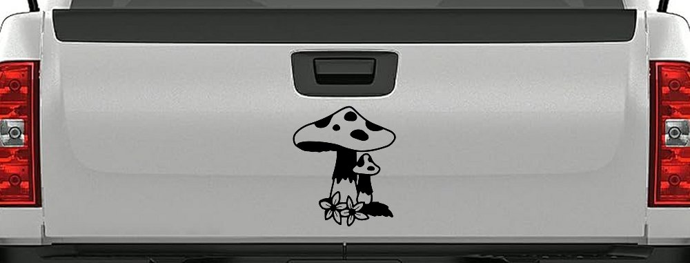 Big and small Mushroom with Flowers Car or Truck Window Decal Sticker