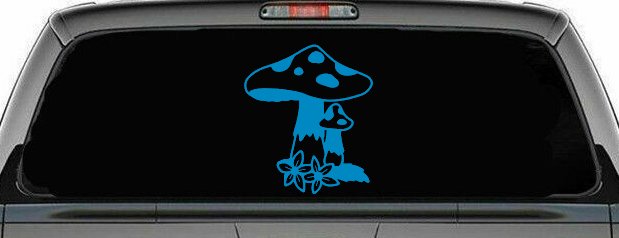 Big and small Mushroom with Flowers Car or Truck Window Decal Sticker