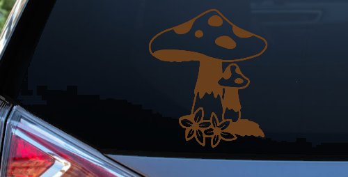 Big and small Mushroom with Flowers Car or Truck Window Decal Sticker