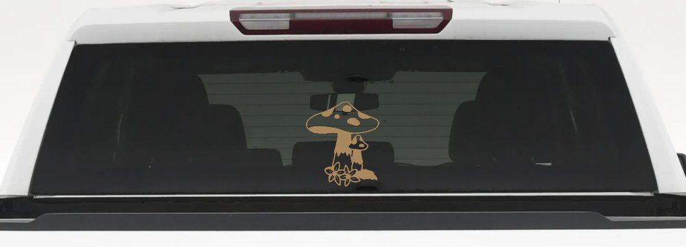 Big and small Mushroom with Flowers Car or Truck Window Decal Sticker