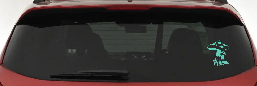 Big and small Mushroom with Flowers Car or Truck Window Decal Sticker