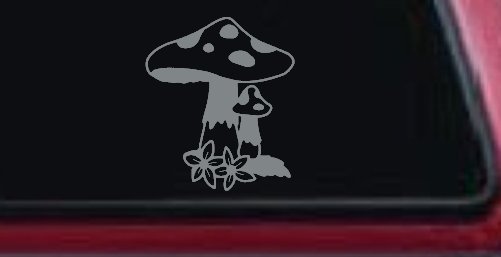Big and small Mushroom with Flowers Car or Truck Window Decal Sticker
