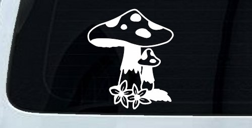 Big and small Mushroom with Flowers Car or Truck Window Decal Sticker