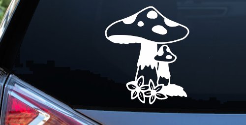 Big and small Mushroom with Flowers Car or Truck Window Decal Sticker