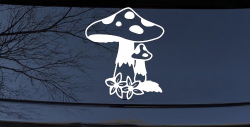 Big and small Mushroom with Flowers Car or Truck Window Decal Sticker