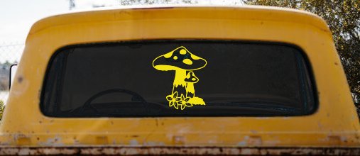 Big and small Mushroom with Flowers Car or Truck Window Decal Sticker
