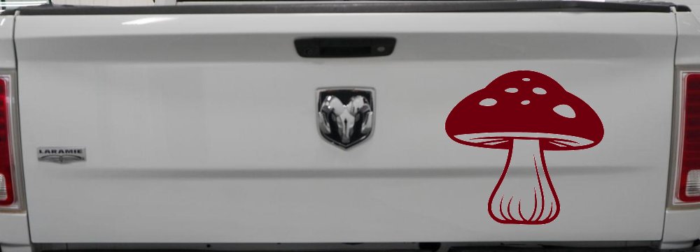 Mushroom Car or Truck Window Decal Sticker (Burgundy)