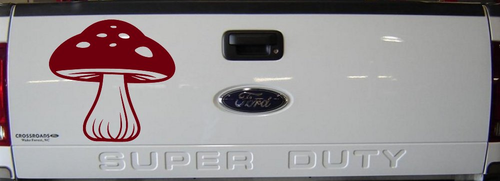 Mushroom Car or Truck Window Vinyl Decal Sticker (Burgundy)