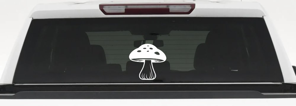 Mushroom Car or Truck Window Vinyl Decal Sticker (White)