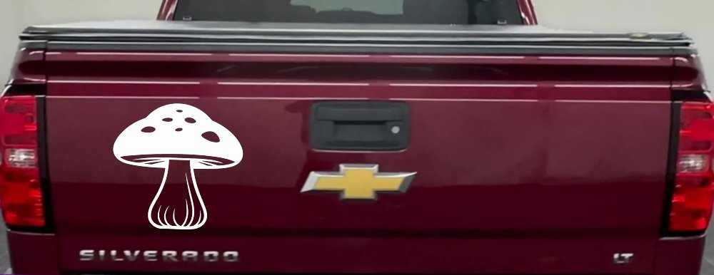 Mushroom Car or Truck Window Decal Sticker (White)