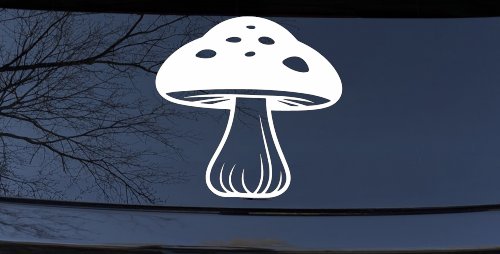 Mushroom Car or Truck Window Vinyl Decal Sticker (White)