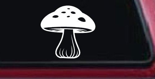 Mushroom Car or Truck Window Vinyl Decal Sticker (White)