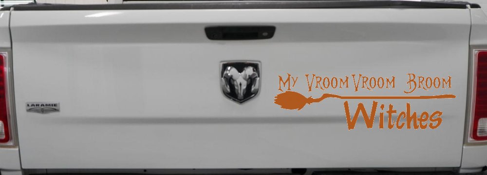 My Vroom Vroom Broom Witches Car or Truck Window Decal Sticker (Nut Brown)