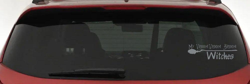 My Vroom Vroom Broom Witches Car or Truck Window Vinyl Decal Sticker (Telegrey)