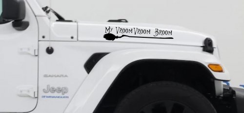 My Vroom Vroom Broom Car or Truck Window Decal Sticker (Black)