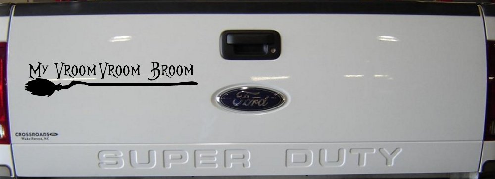 My Vroom Vroom Broom Car or Truck Window Decal Sticker (Black)