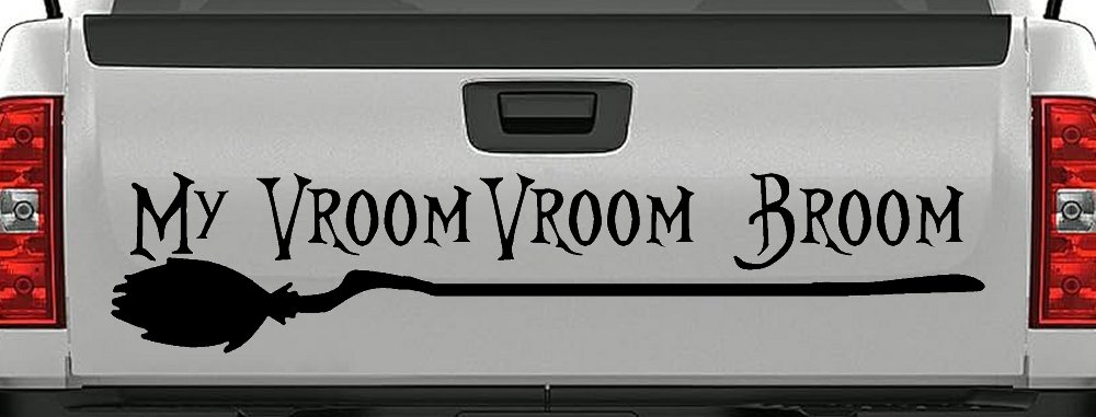 My Vroom Vroom Broom Car or Truck Window Vinyl Decal Sticker (Black)