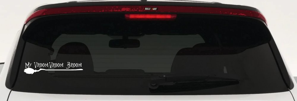 My Vroom Vroom Broom Car or Truck Window Vinyl Decal Sticker (White)