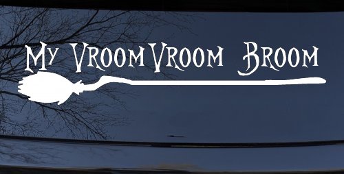 My Vroom Vroom Broom Car or Truck Window Vinyl Decal Sticker (White)