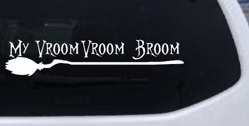 My Vroom Vroom Broom Car or Truck Window Decal Sticker (White)
