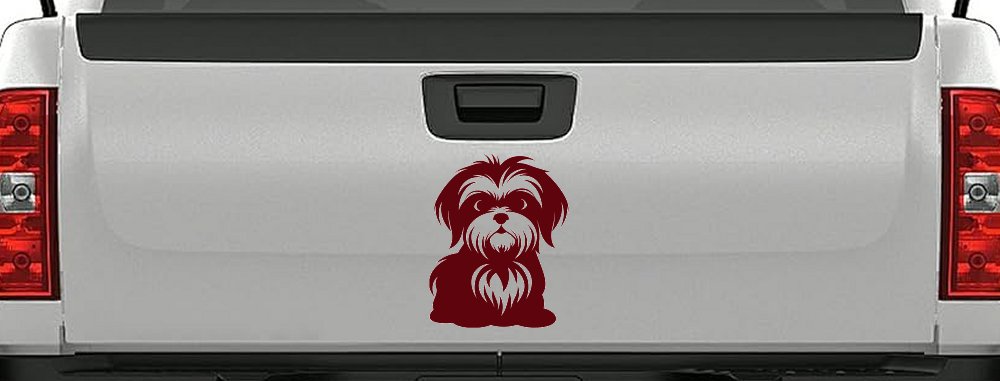 Shih Tzu Dog Car or Truck Window Decal Sticker (Purple Red)
