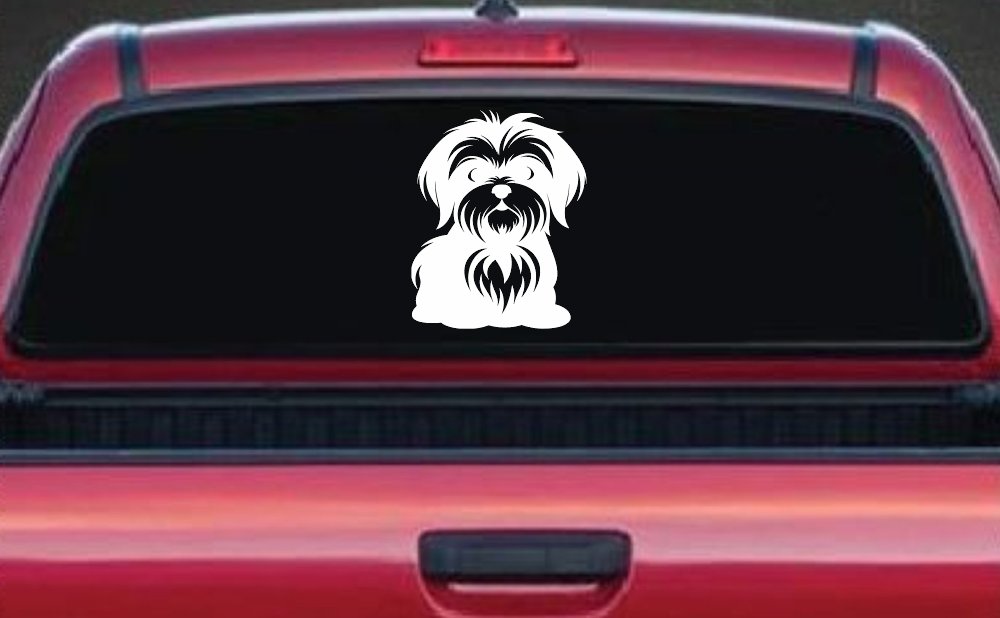 Shih Tzu Dog Car or Truck Window Vinyl Decal Sticker (White)