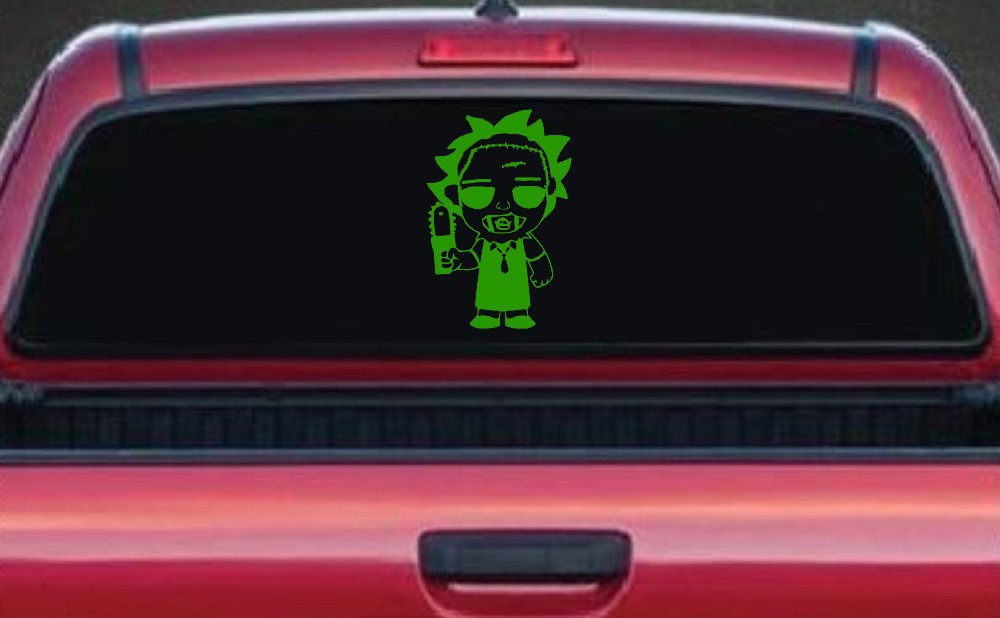 Leatherface Horror Kid Gothic Halloween Car or Truck Window Decal Sticker (Lime)