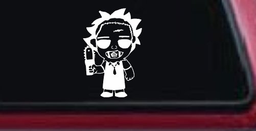Leatherface Horror Kid Gothic Halloween Car or Truck Window Decal Sticker (White)