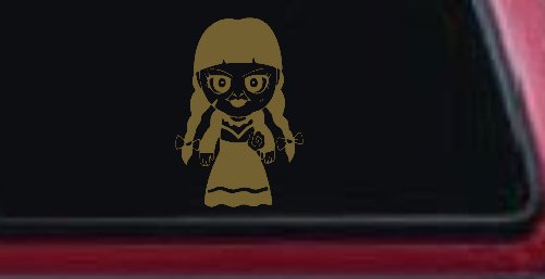 Annabelle Horror Kid Gothic Halloween Car or Truck Window Decal Sticker (Gold)
