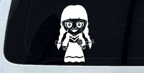 Annabelle Horror Kid Gothic Halloween Car or Truck Window Decal Sticker (White)