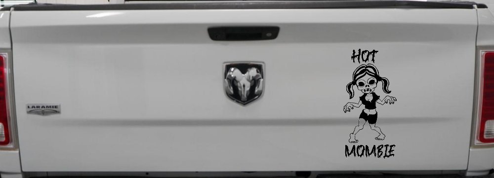 Hot Mombie Zombie Mom Girlie Car or Truck Window Vinyl Decal Sticker (Black)