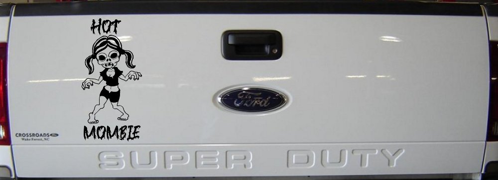 Hot Mombie Zombie Mom Girlie Car or Truck Window Vinyl Decal Sticker (Black)