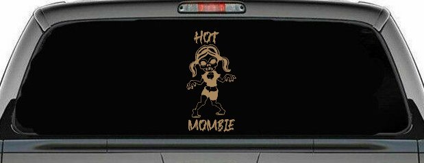 Hot Mombie Zombie Mom Girlie Car or Truck Window Vinyl Decal Sticker (Light Brown)