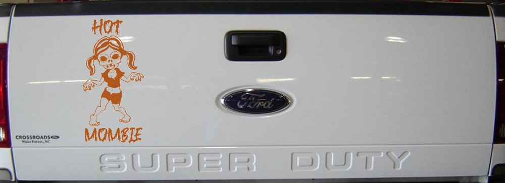 Hot Mombie Zombie Mom Girlie Car or Truck Window Vinyl Decal Sticker (Nut Brown)