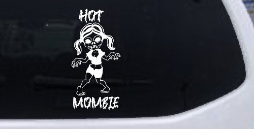 Hot Mombie Zombie Mom Girlie Car or Truck Window Vinyl Decal Sticker (White)