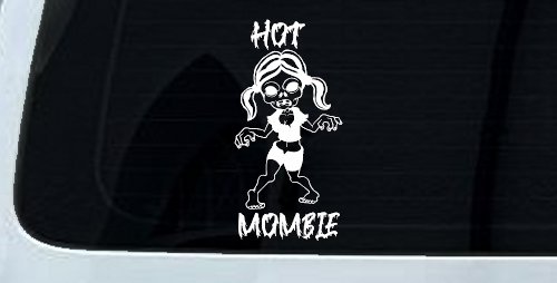 Hot Mombie Zombie Mom Girlie Car or Truck Window Decal Sticker (White)
