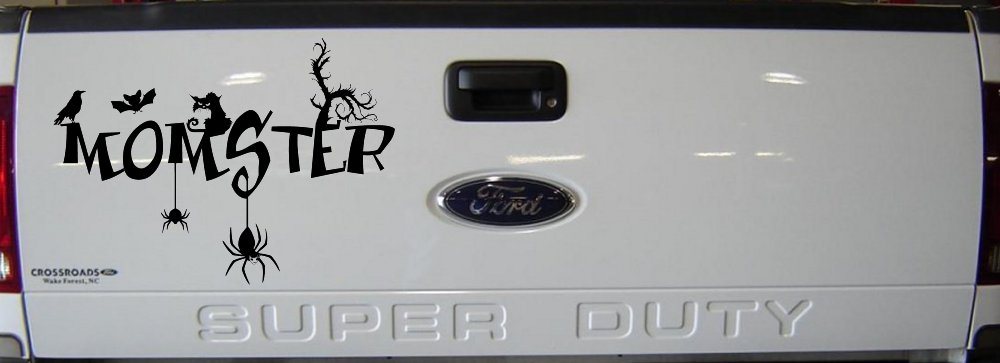 Momster Gothic Halloween Car or Truck Window Vinyl Decal Sticker (Black)