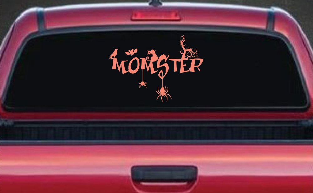 Momster Gothic Halloween Car or Truck Window Decal Sticker (Coral)