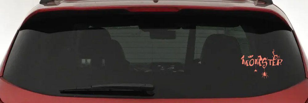 Momster Gothic Halloween Car or Truck Window Vinyl Decal Sticker (Coral)