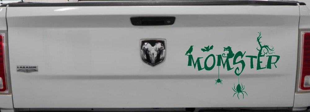 Momster Gothic Halloween Car or Truck Window Decal Sticker (Dark Green)