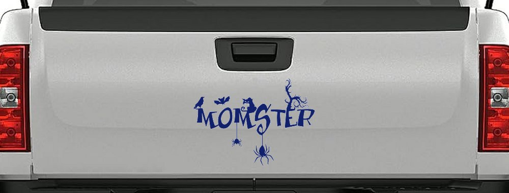 Momster Gothic Halloween Car or Truck Window Vinyl Decal Sticker (Navy)