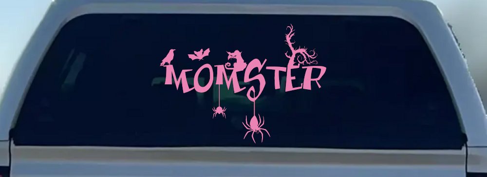 Momster Gothic Halloween Car or Truck Window Vinyl Decal Sticker (Pink)