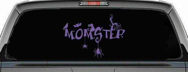 Momster Gothic Halloween Car or Truck Window Decal Sticker (Purple)