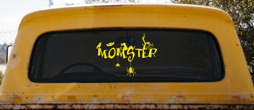 Momster Gothic Halloween Car or Truck Window Decal Sticker (Yellow)