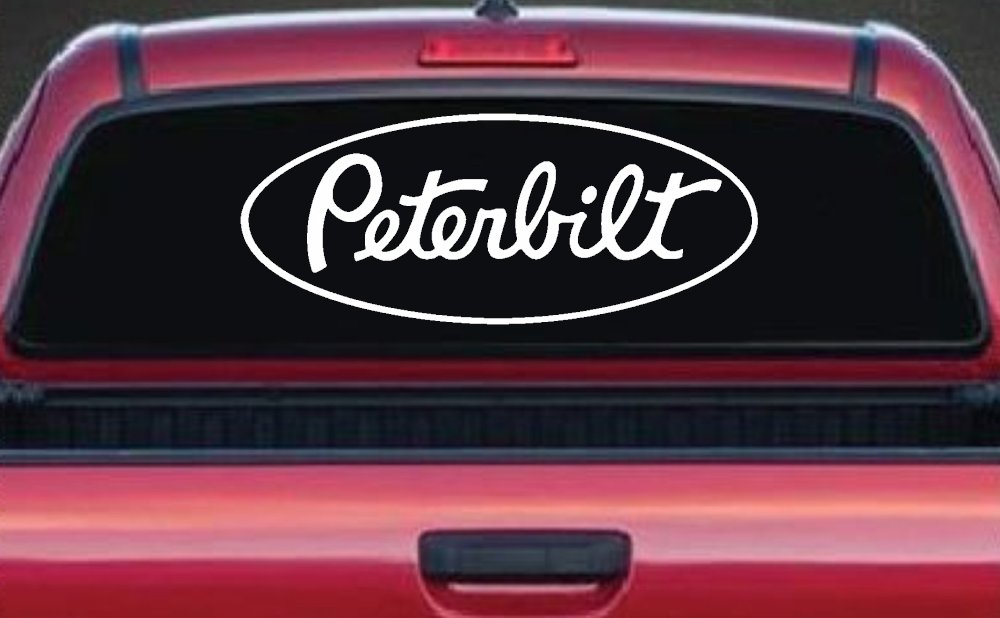 Peterbilt Car or Truck Window Vinyl Decal Sticker (White)