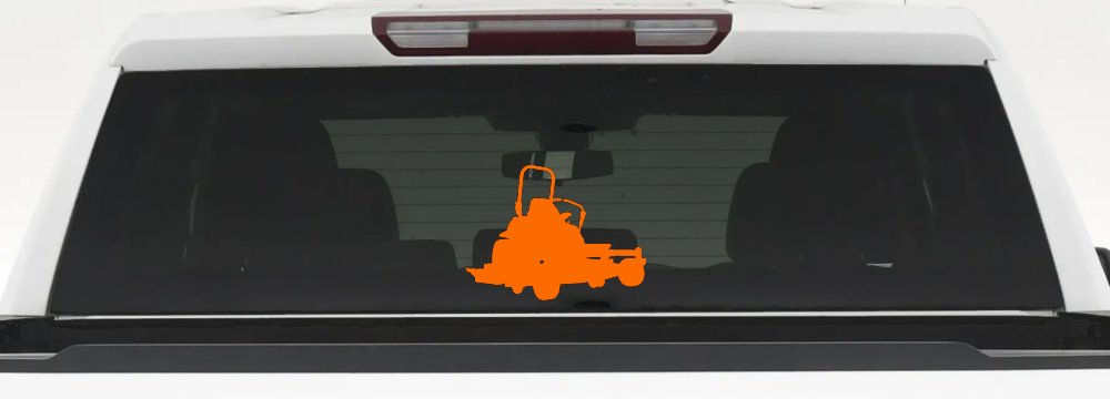 Zero Turn Lawn Mower Car or Truck Window Vinyl Decal Sticker (Orange)