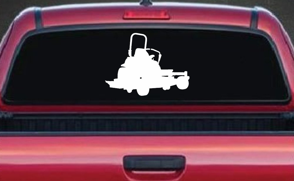 Zero Turn Lawn Mower Car or Truck Window Decal Sticker (White)